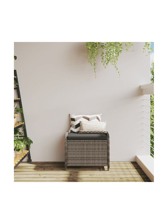 Băncuță De Grădină Cub Pentru Exterior Rattan Cu Pernă Gri 58x46x46cm