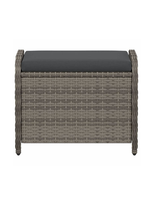 Băncuță De Grădină Cub Pentru Exterior Rattan Cu Pernă Gri 58x46x46cm