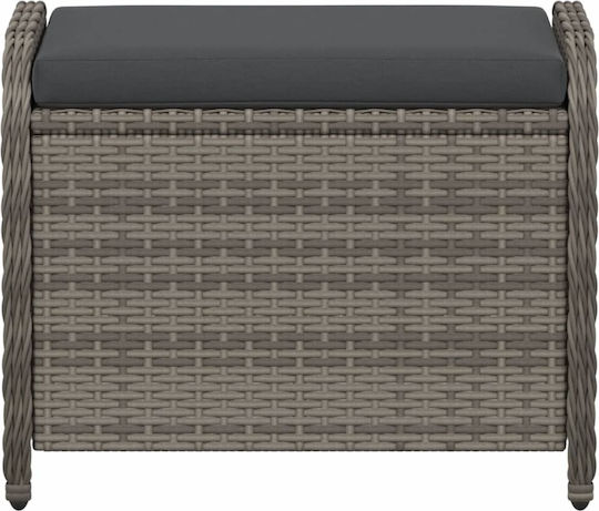 Băncuță De Grădină Cub Pentru Exterior Rattan Cu Pernă Gri 58x46x46cm