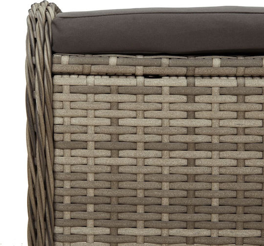 Băncuță De Grădină Cub Pentru Exterior Rattan Cu Pernă Gri 58x46x46cm