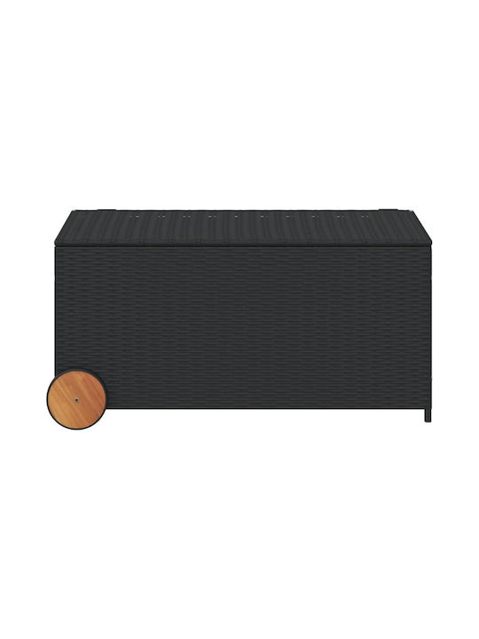 vidaXL Μπαούλο Αποθήκευσης Εξωτερικού Χώρου Rattan 190lt Μαύρο Μ107xΠ55xΥ50εκ.