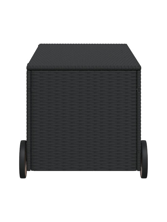 vidaXL Μπαούλο Αποθήκευσης Εξωτερικού Χώρου Rattan 190lt Μαύρο Μ107xΠ55xΥ50εκ.