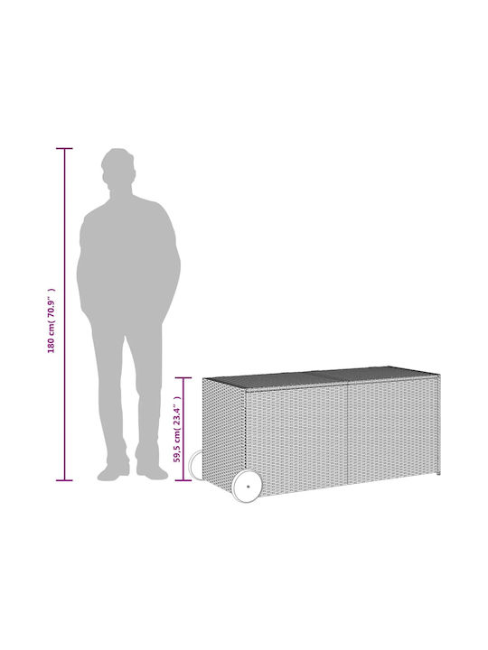 vidaXL Μπαούλο Αποθήκευσης Εξωτερικού Χώρου Rattan 283lt Μαύρο Μ127xΠ55xΥ56εκ.