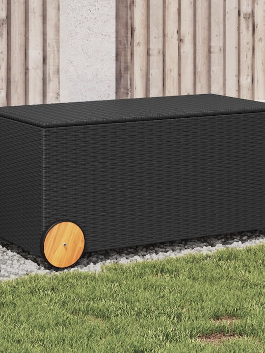 vidaXL Μπαούλο Αποθήκευσης Εξωτερικού Χώρου Rattan 190lt Μαύρο Μ107xΠ55xΥ50εκ.