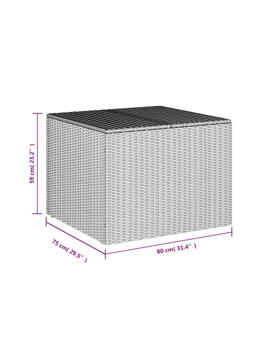 vidaXL Μπαούλο Αποθήκευσης Εξωτερικού Χώρου Rattan 291lt Μπεζ Μ80xΠ75xΥ59εκ.