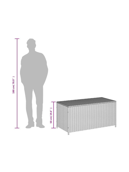 vidaXL Μπαούλο Αποθήκευσης Εξωτερικού Χώρου Rattan 190lt Μπεζ Μ100xΠ50xΥ50εκ.