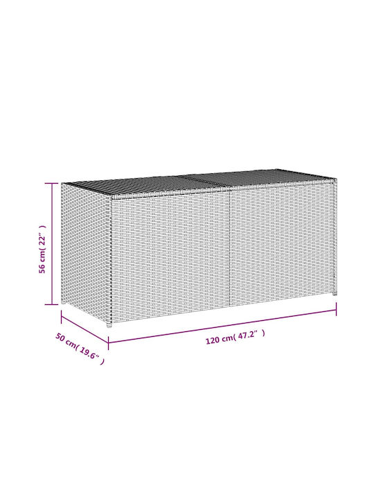 vidaXL Außenlagerbox Rattan 283Es Beige L120xB50xH56cm