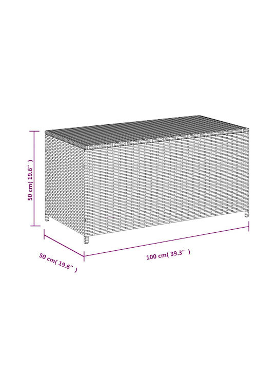 vidaXL Μπαούλο Αποθήκευσης Εξωτερικού Χώρου Rattan 190lt Μπεζ Μ100xΠ50xΥ50εκ.