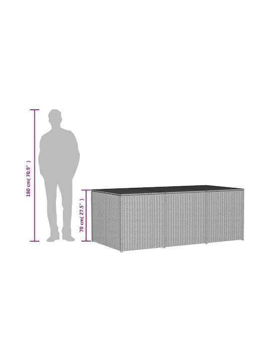 vidaXL Μπαούλο Αποθήκευσης Εξωτερικού Χώρου Rattan 984lt Μπεζ Μ180xΠ90xΥ70εκ.