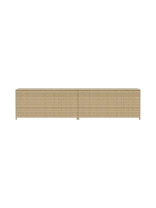 vidaXL Μπαούλο Αποθήκευσης Εξωτερικού Χώρου Rattan 469lt Μπεζ Μ200xΠ50xΥ58εκ.