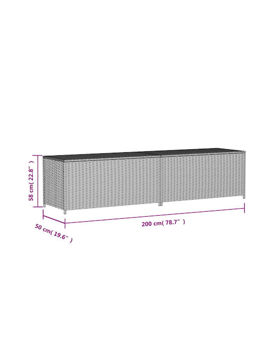 vidaXL Μπαούλο Αποθήκευσης Εξωτερικού Χώρου Rattan 469lt Μπεζ Μ200xΠ50xΥ58εκ.