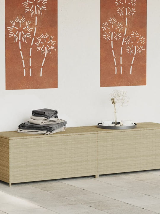 vidaXL Μπαούλο Αποθήκευσης Εξωτερικού Χώρου Rattan 469lt Μπεζ Μ200xΠ50xΥ58εκ.
