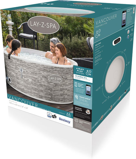Bestway Στρογγυλή Πισίνα PVC 804lt Φουσκωτή με Υδρομασάζ 155x60εκ. Γκρι