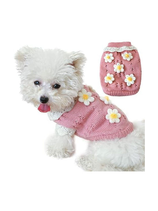 Knitted Sweater Dog with Flowers in Pink color 42cm. 22.10.67861