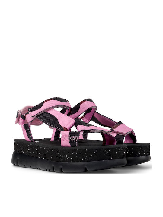 Camper Women's Flat Sandals Flatforms in Pink Color