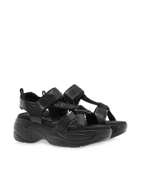 Renato Garini Damen Flache Sandalen Sportlich Flatforms in Schwarz Farbe