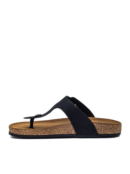 Leather Women's Flat Sandals Black