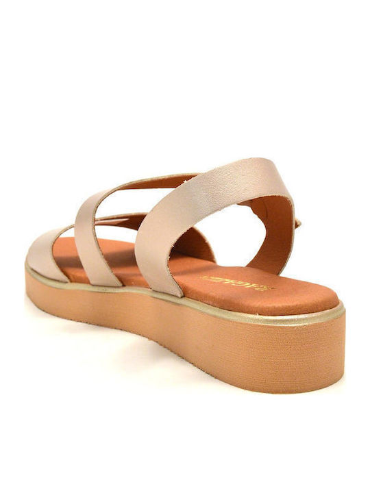 Sandale Casual Damă Din Piele Aurii