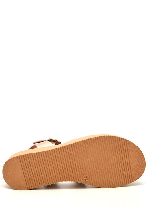 Sandale Casual Damă Din Piele Aurii