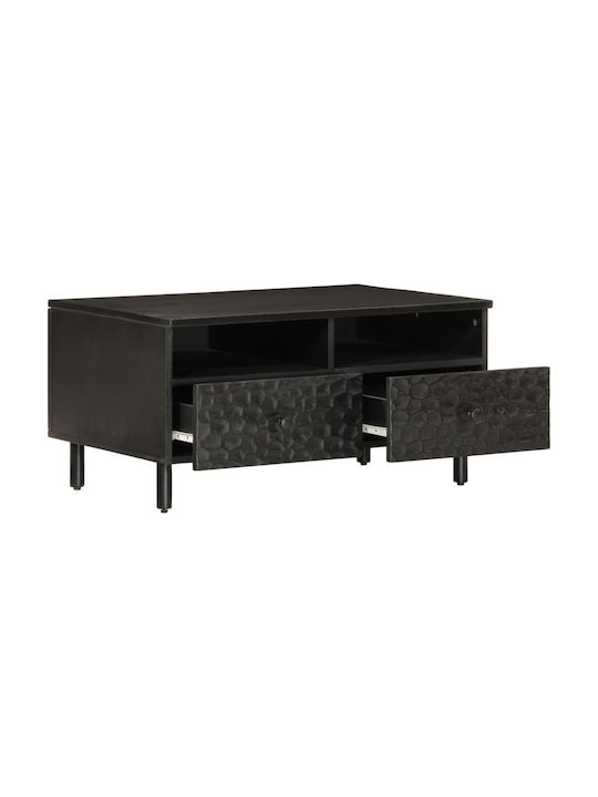 Rectangular Central Coffee Table Made of Solid Black Wood W80xD54xH40cm