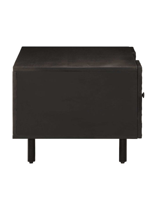 Rectangular Central Coffee Table Made of Solid Wood Black 100x54x40 cm