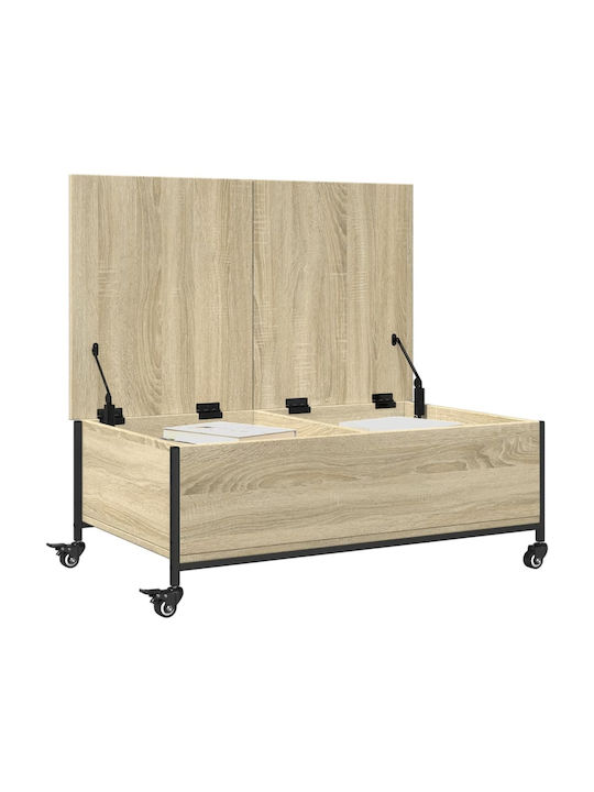 Rechteckiges Zentral Kaffeetisch aus Holz mit Rädern Sonoma Eiche M91xB55xH34cm