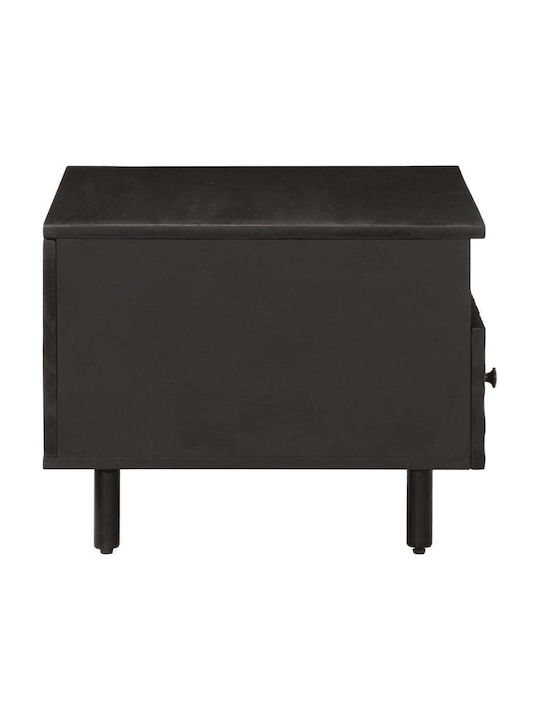 Rectangular Central Coffee Table Made of Solid Black Wood W80xD54xH40cm