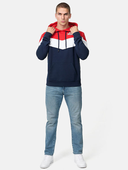 Lonsdale Men's Sweatshirt with Hood Navy/red/white