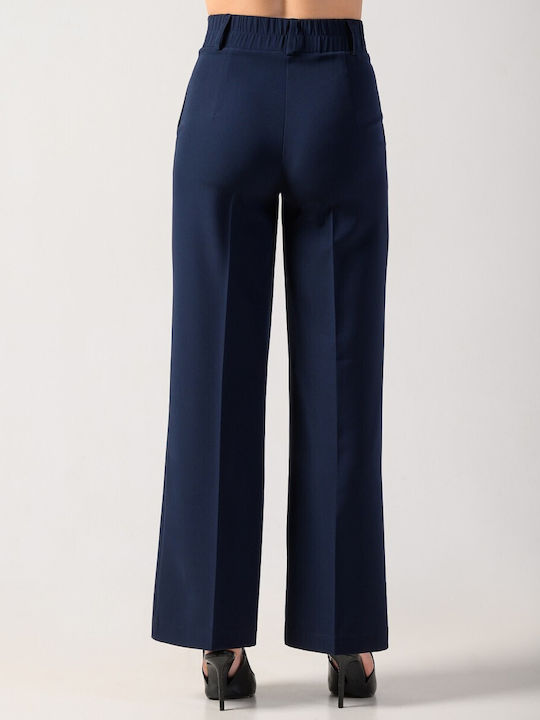 Derpouli Women's Fabric Trousers Blue
