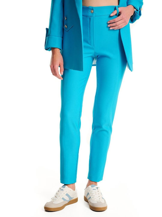 Forel Women's Fabric Trousers in Slim Fit Light Blue