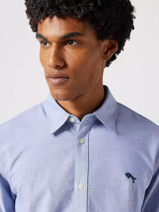 Long-sleeved Cotton Shirt Blue