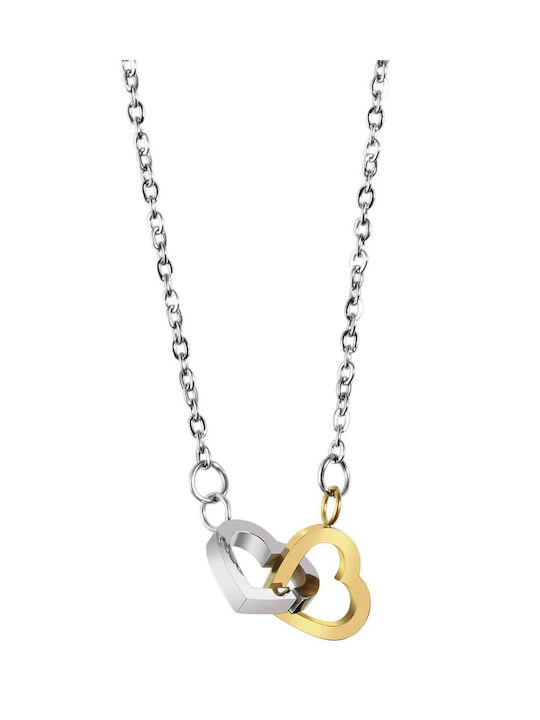 Akzent Necklace Double with design Heart from Gold Plated Steel