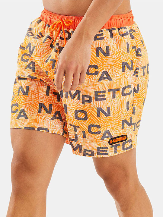 Nautica Men's Swimwear Shorts Orange with Patterns