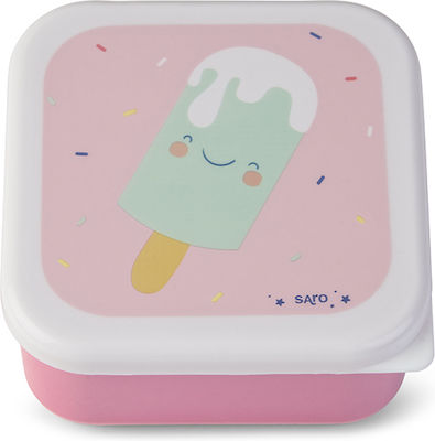 Saro Plastic Kids' Lunch Set 0.55lt Pink