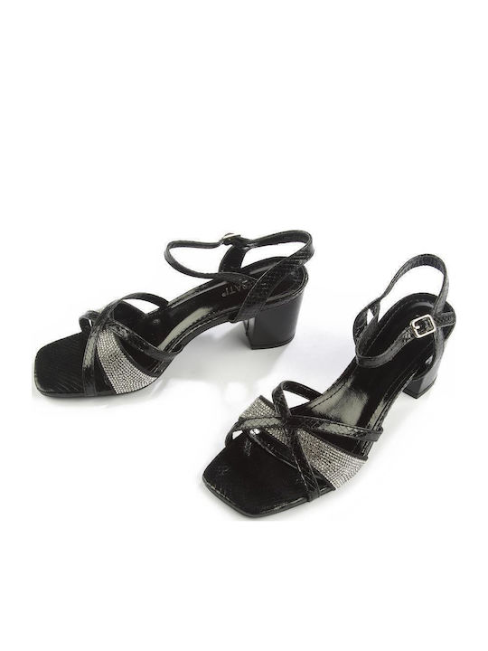 Sandalen mit Strass Schwarz