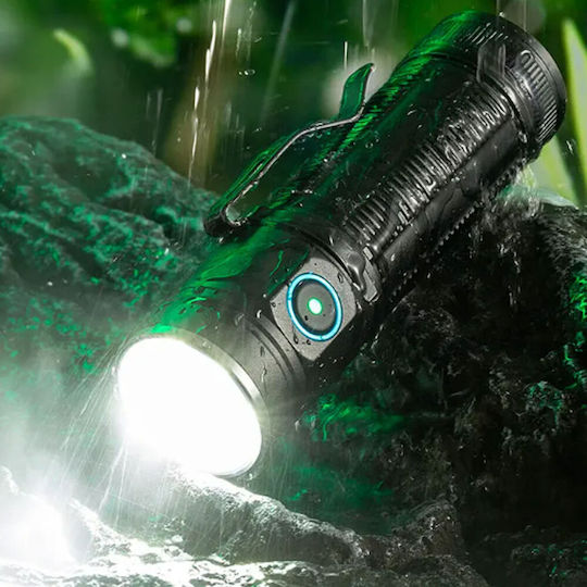 Rechargeable Flashlight LED IPX8 with Maximum Brightness 5000lm Black