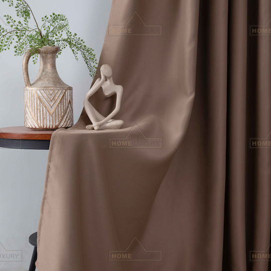 My Home Luxury Curtain With Grommets Dellia Brown 140x265cm