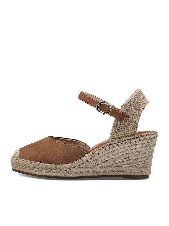Women's Leather Platform Espadrilles Tabac Brown