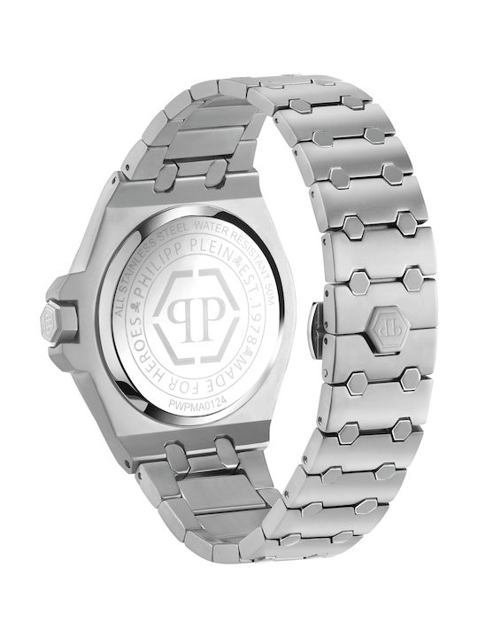 Philipp Plein Herrenuhr Batterie mit Silber Metallarmband
