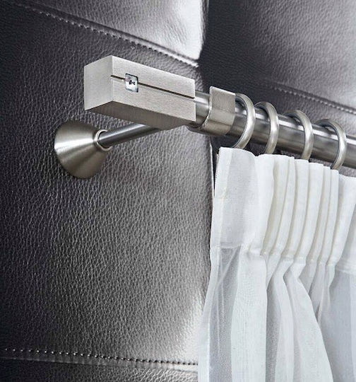 Aslanis Home Metallic Curtain Pole Double with Rod Φ25mm 160cm Nickel Satin