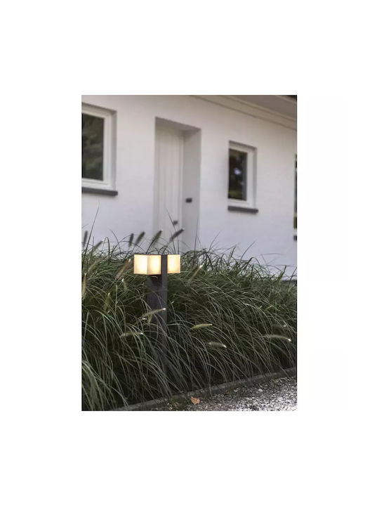 Lutec Cuba Small Post Outdoor Floor Lamp 24.4W with Warm White Light IP54 Gray