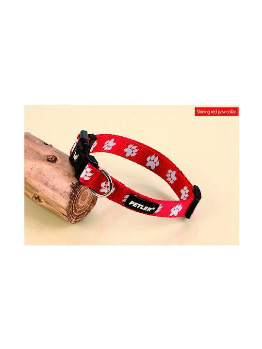 Petler Shining Red Paw Κολάρο Σκύλου σε Κόκκινο χρώμα Medium 16mm x 26 - 41cm