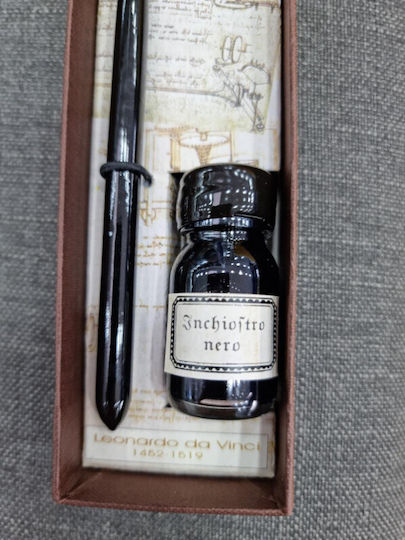 Francesco Rubinato Calligraphy Pen Brown Wooden with Blue Ink