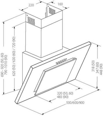 Akpo WK-4 Nero Eco 50 Chimney Hood 50cm Gray, Black