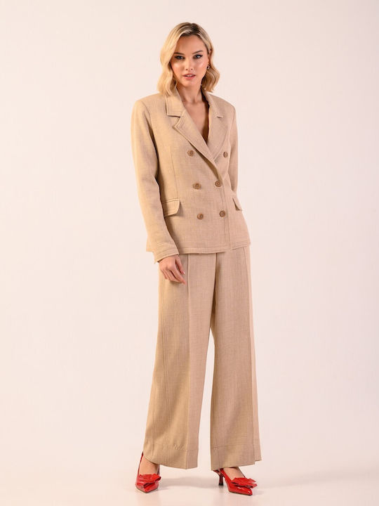 Derpouli Damen Blazer Beige