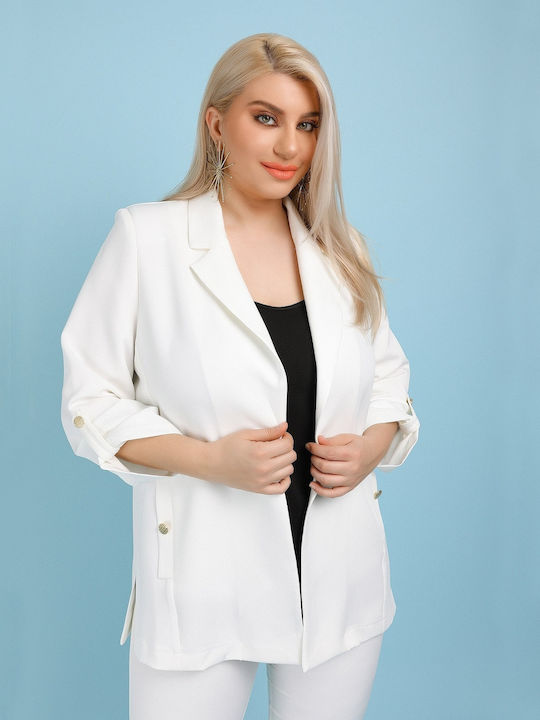 Dina Women's Waisted Blazer White