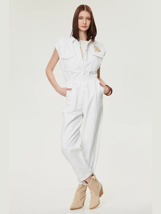 BSB Women's Denim One-piece Suit White