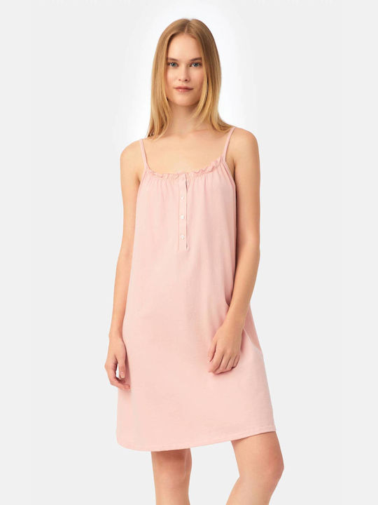 Minerva Women's Summer Cotton Nightgown Pink