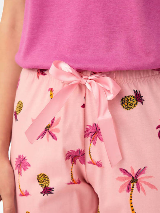 Minerva Sommer Damen Pyjama-Hose Pink