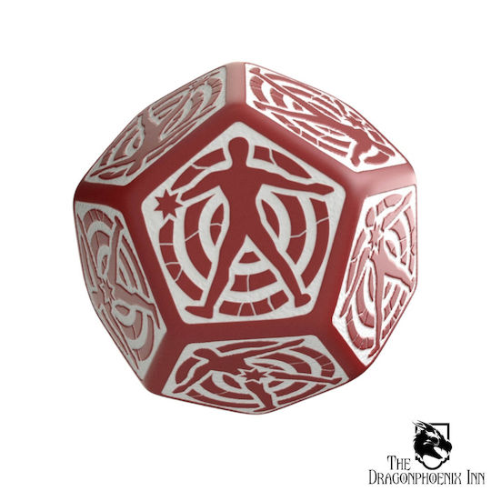 Q Workshop Dungeons & Dragons Dice Hit Location Die D12 - Red & White
